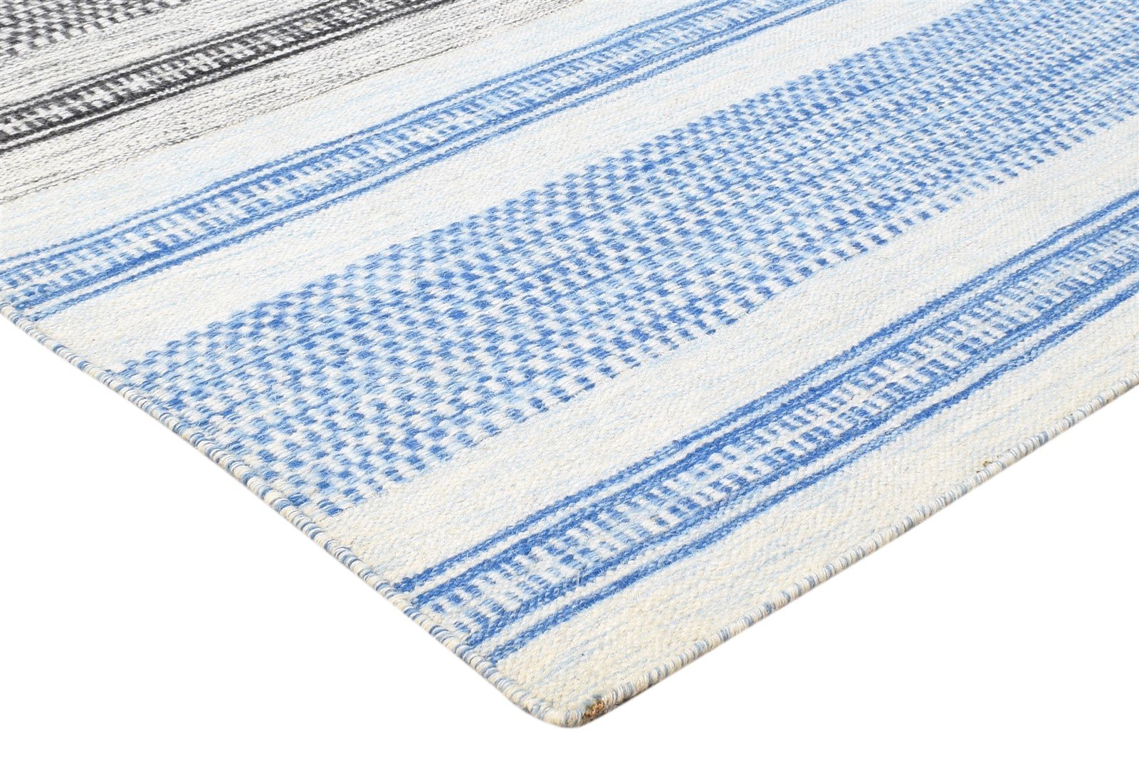 6' X 8' Rug Wool Off-White Modern Dhurrie Scandinavian Striped Room Size Carpet 7865049514133