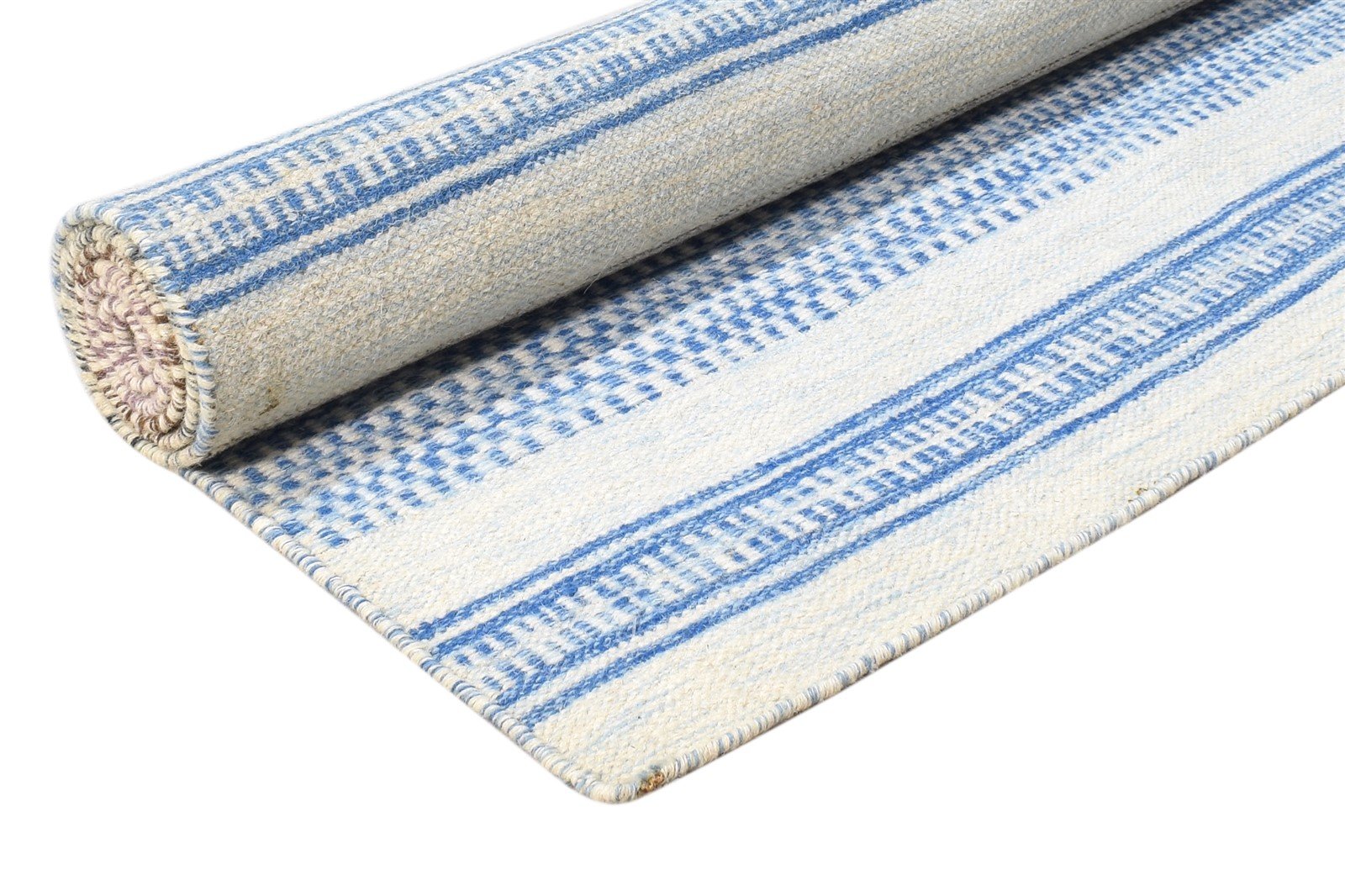 6' X 8' Rug Wool Off-White Modern Dhurrie Scandinavian Striped Room Size Carpet 7865049514133