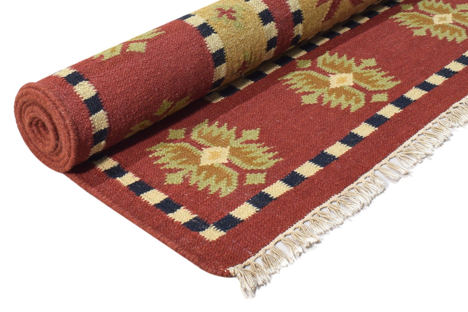 6' X 8' Rug Wool Rust Southwestern Dhurrie American Tribal Room Size Carpet 7865050366101