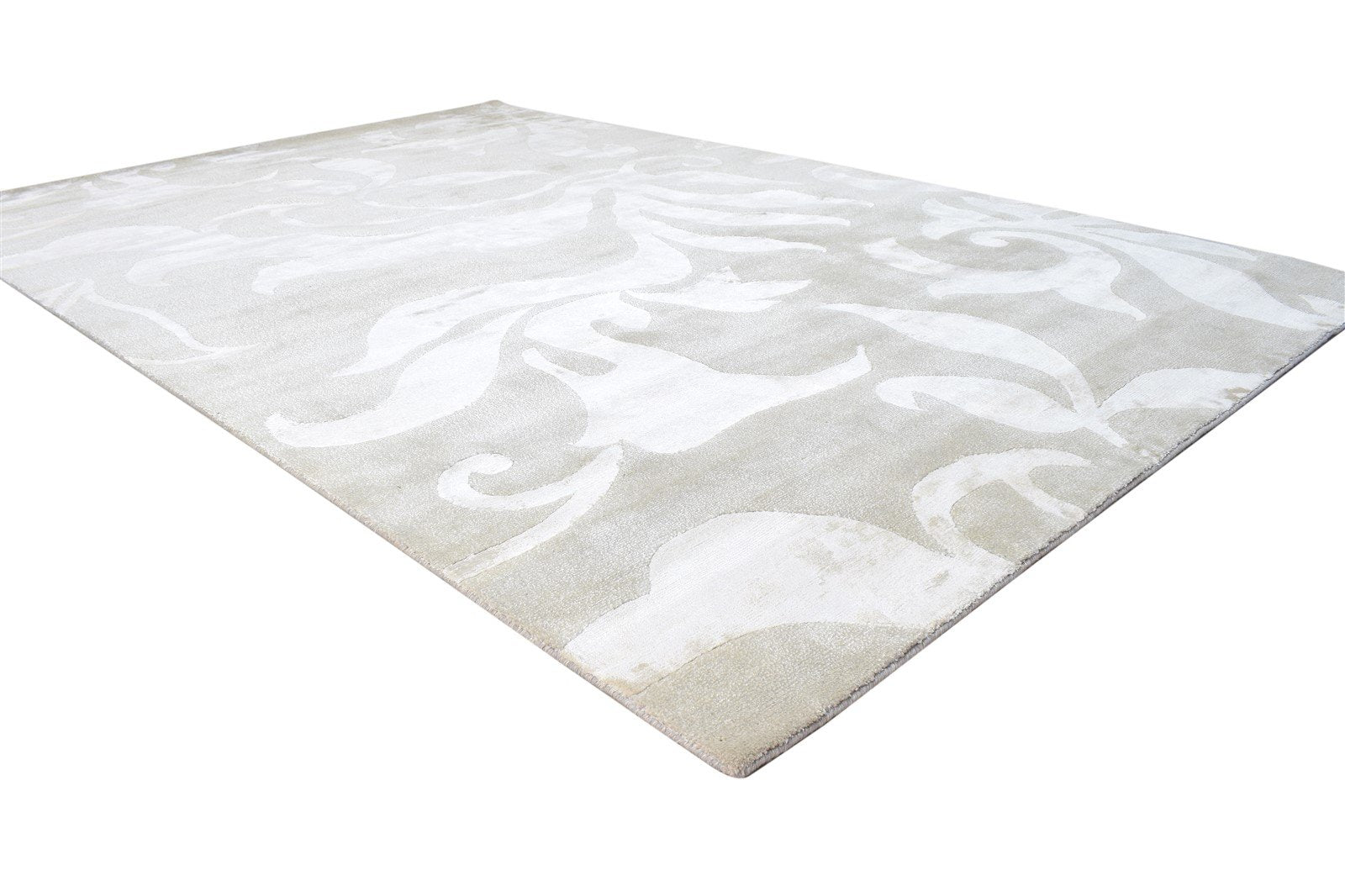 6' X 8' Rug Wool / Silk Grey Modern Hand Knotted French Floral Room Size Carpet 7865071173781
