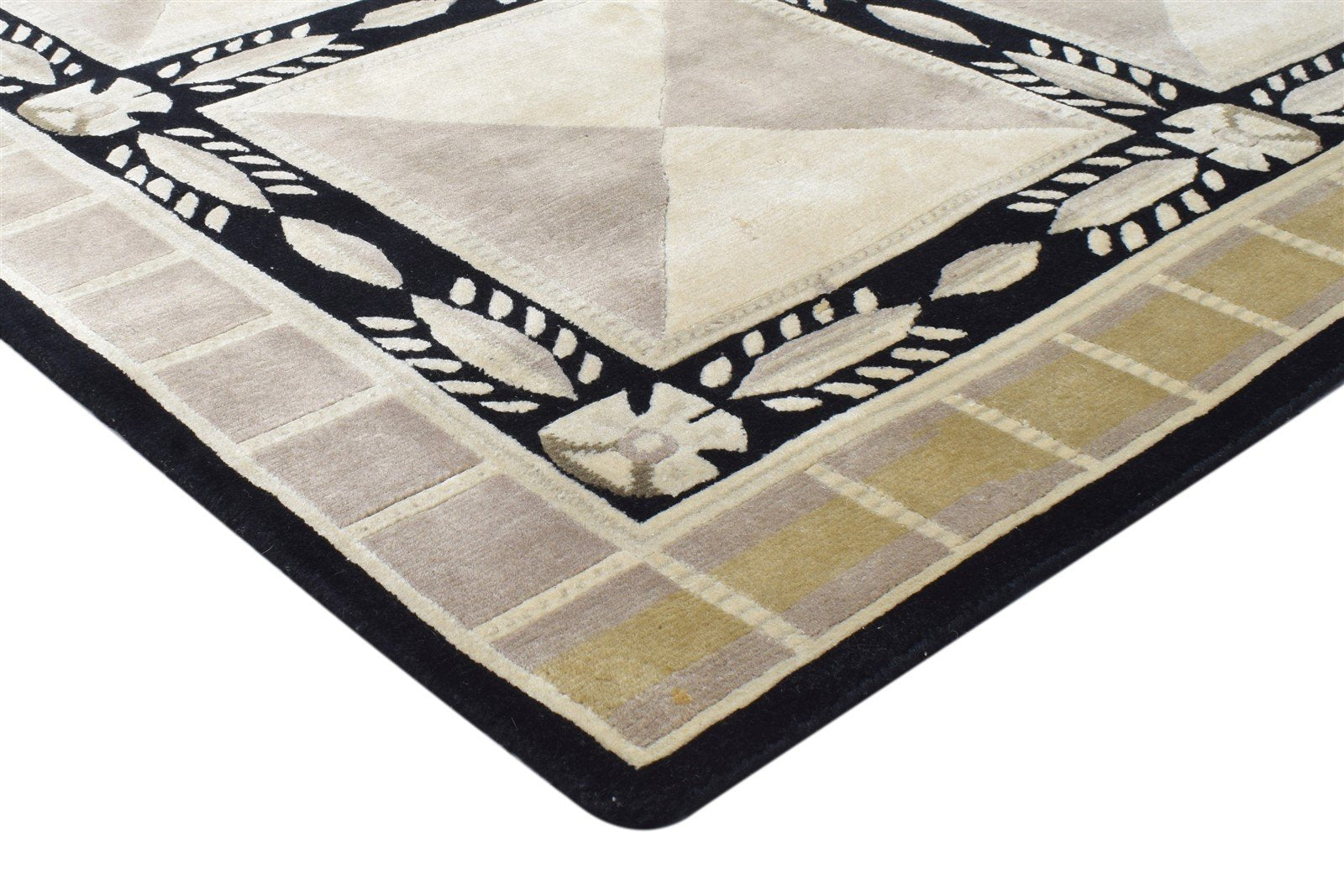6' X 8' Rug Wool Silk Sand Modern Hand Woven Indian Geometric Room Size Carpet 7864145608853
