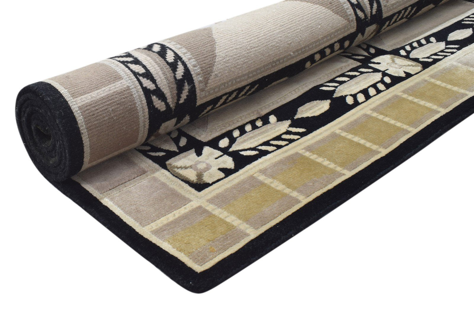 6' X 8' Rug Wool Silk Sand Modern Hand Woven Indian Geometric Room Size Carpet 7864145608853