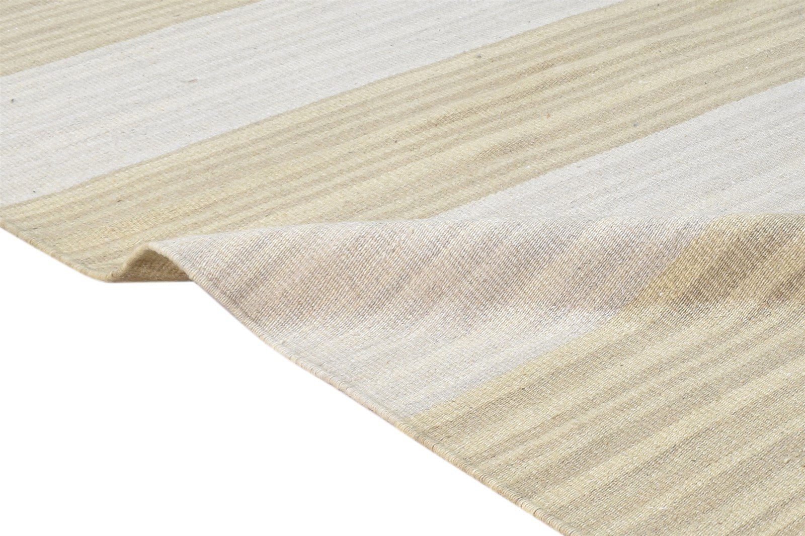 6' X 9' Rug Wool Beige Modern Dhurrie Scandinavian Striped Room Size Carpet 7865164562581