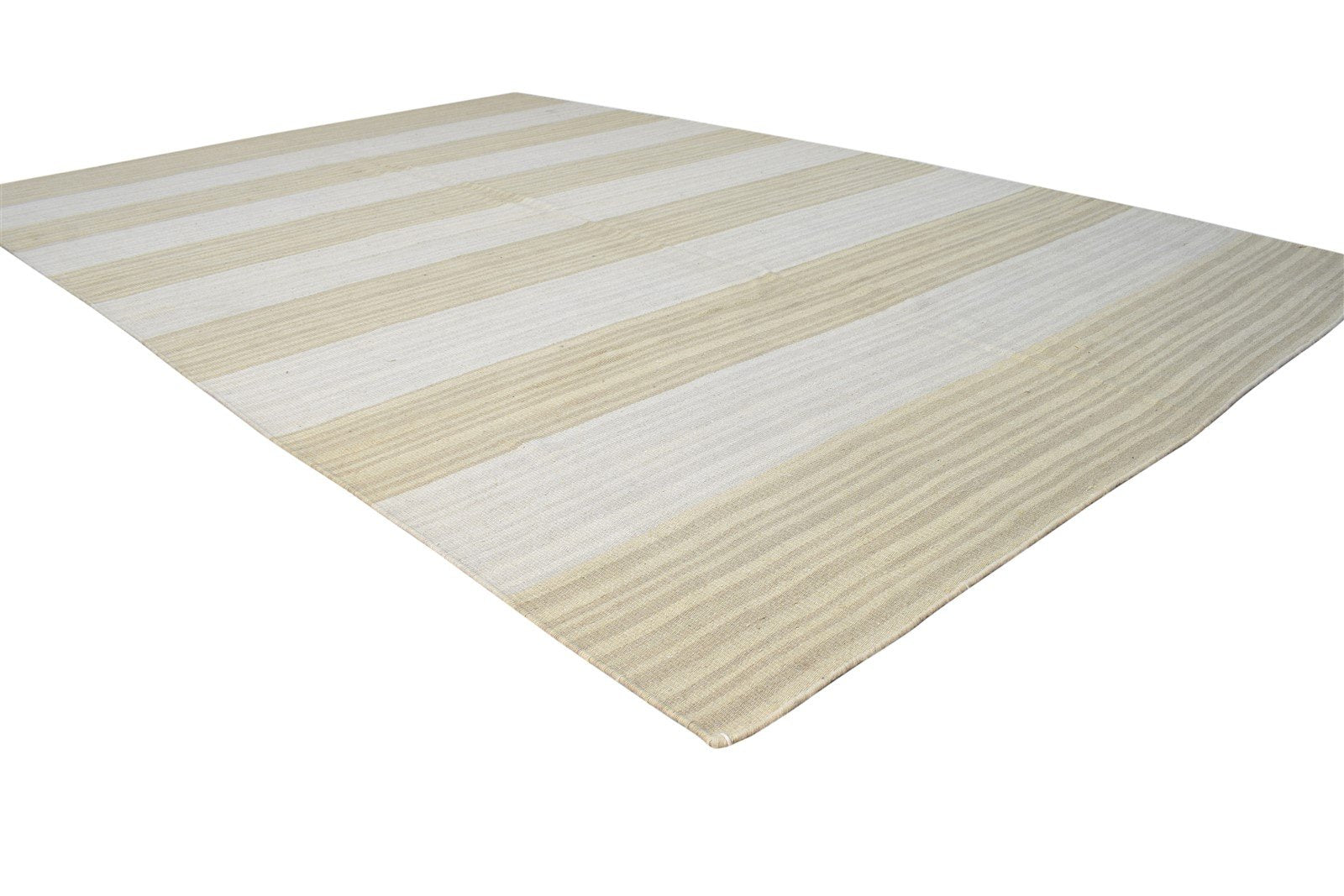 6' X 9' Rug Wool Beige Modern Dhurrie Scandinavian Striped Room Size Carpet 7865164562581