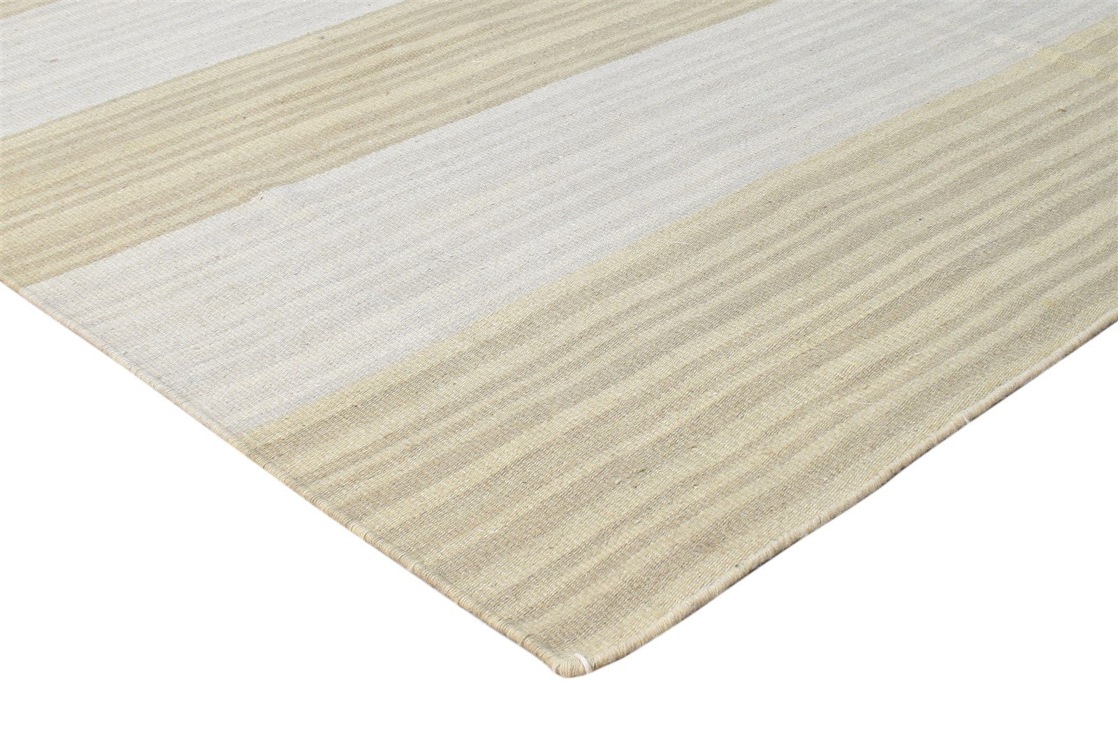 6' X 9' Rug Wool Beige Modern Dhurrie Scandinavian Striped Room Size Carpet 7865164562581