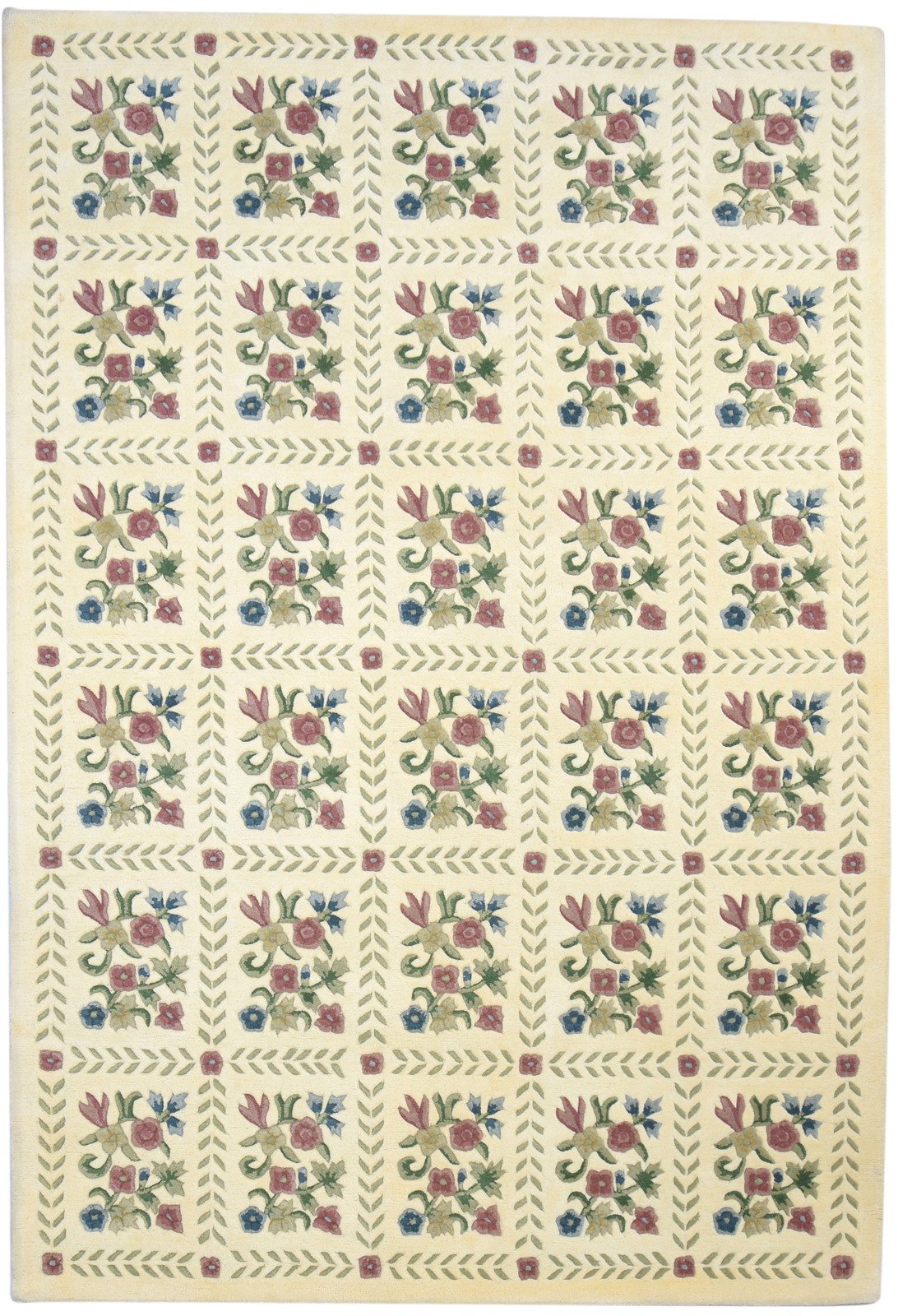 6' X 9' Rug Wool Cream Modern Hand Tufted French Floral Room Size Carpet 7864155373717