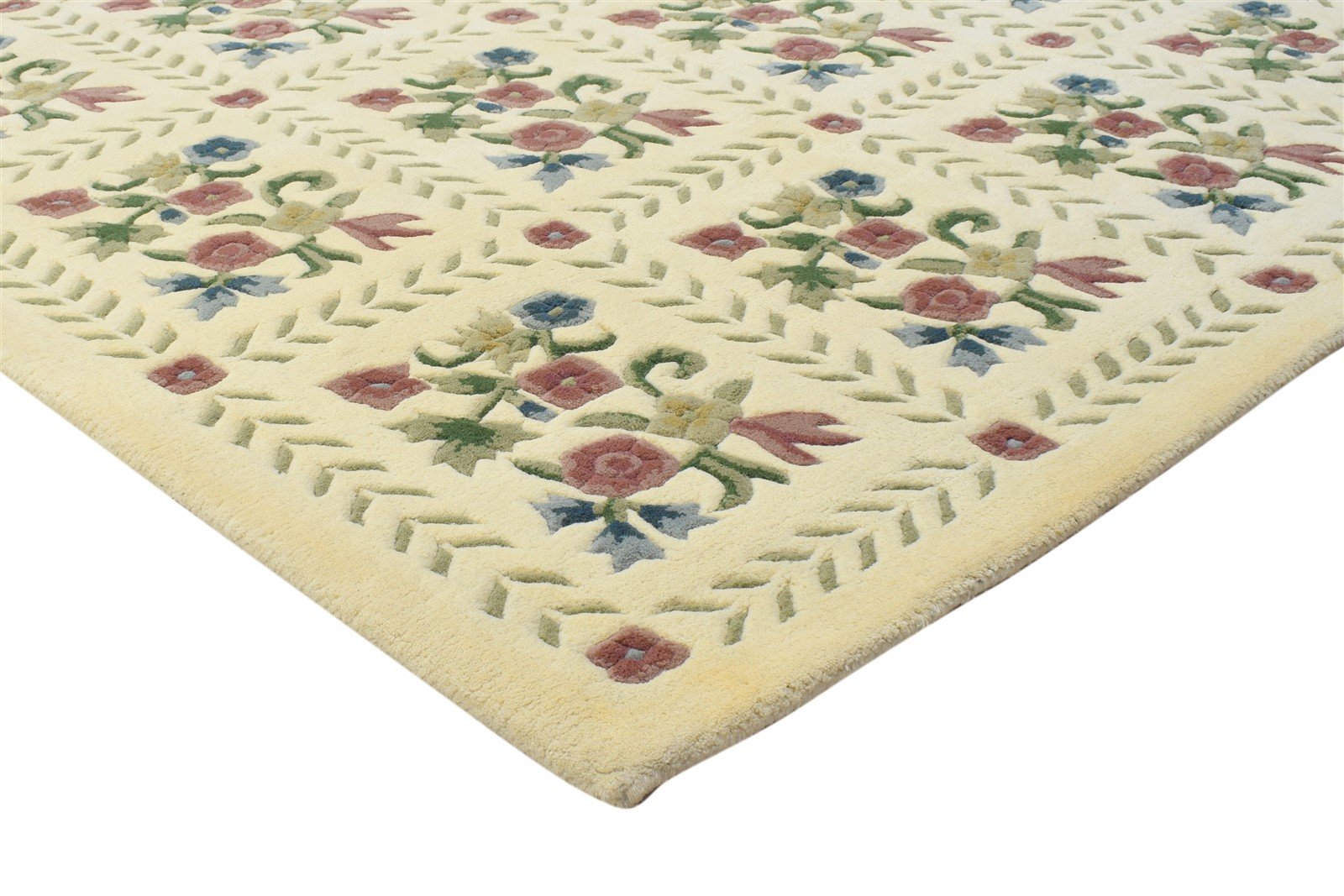 6' X 9' Rug Wool Cream Modern Hand Tufted French Floral Room Size Carpet 7864155373717