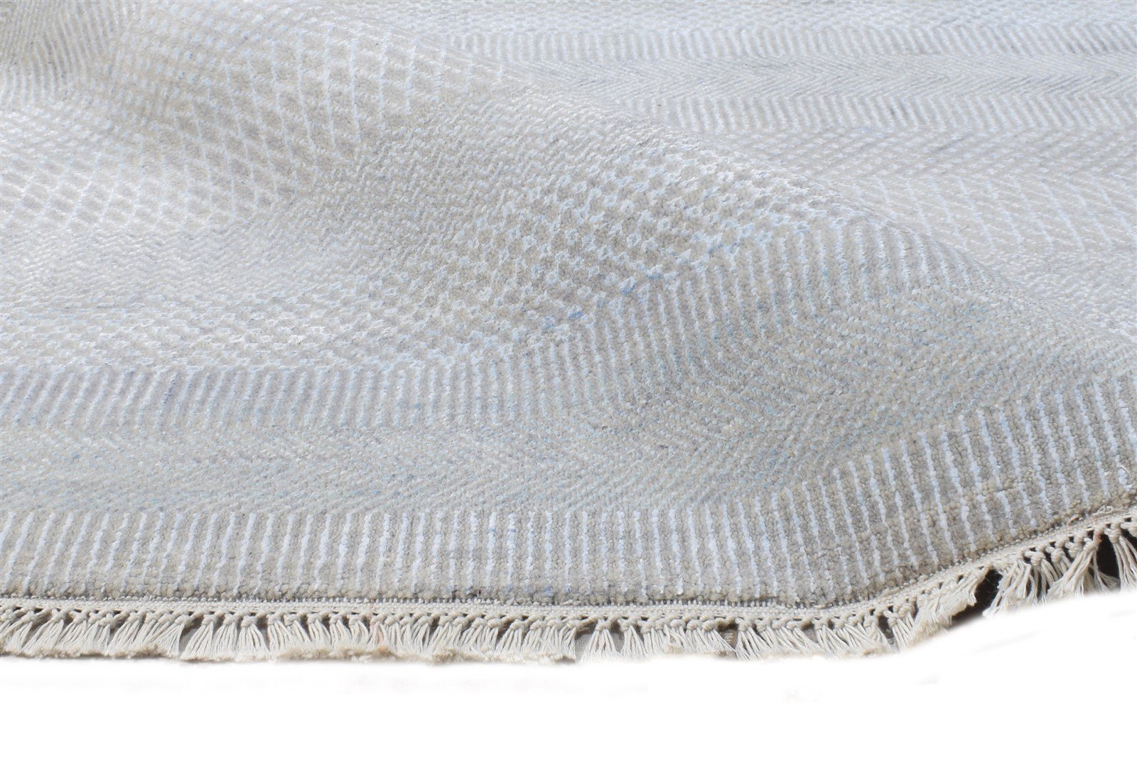 6' X 9' Rug Wool Grey Modern Hand Knotted Agra Grass Trellis Large Carpet 7864620417173