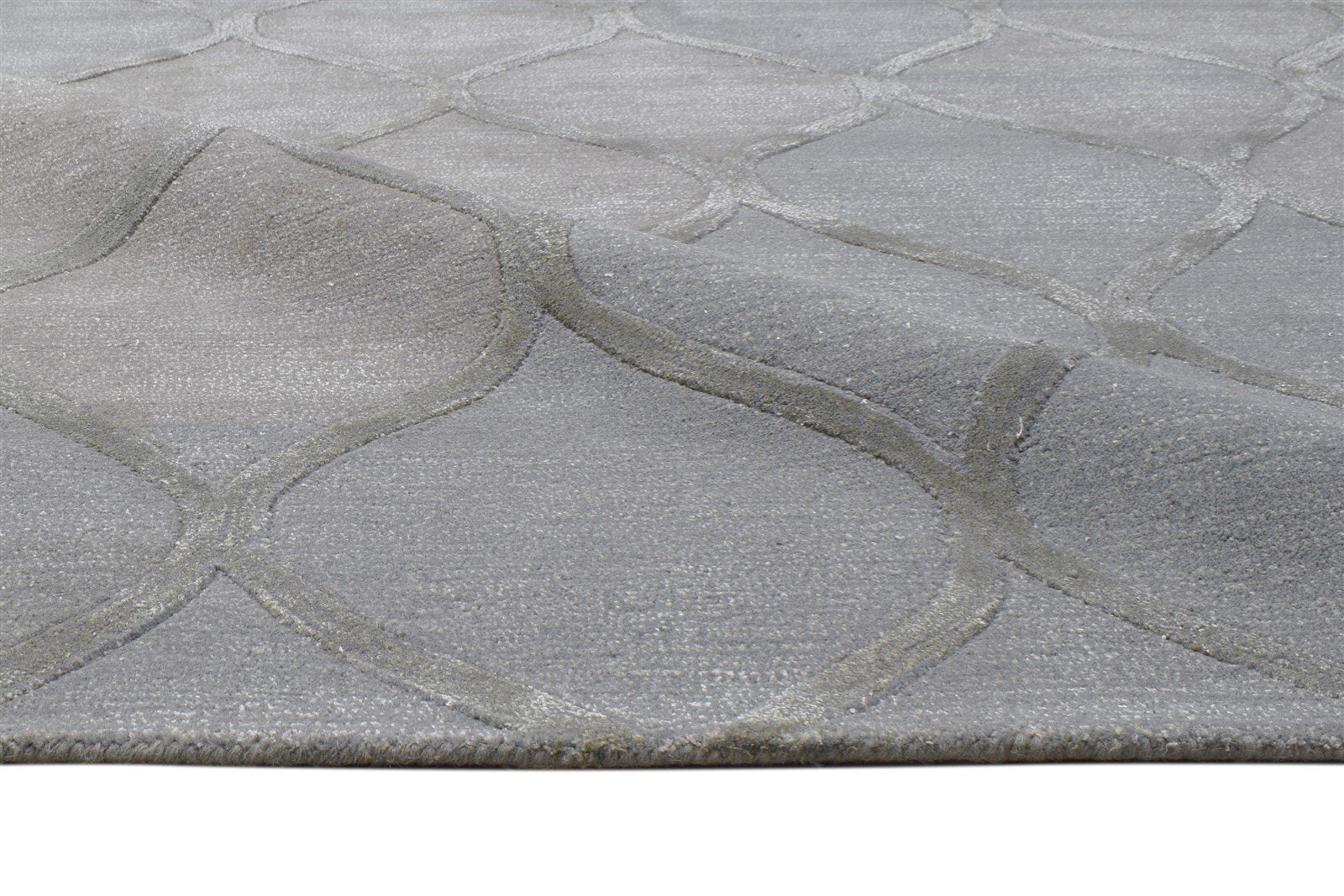 6' X 9' Rug Wool Grey Modern Hand Tufted Moroccan Trellis Large Carpet 7864117297301