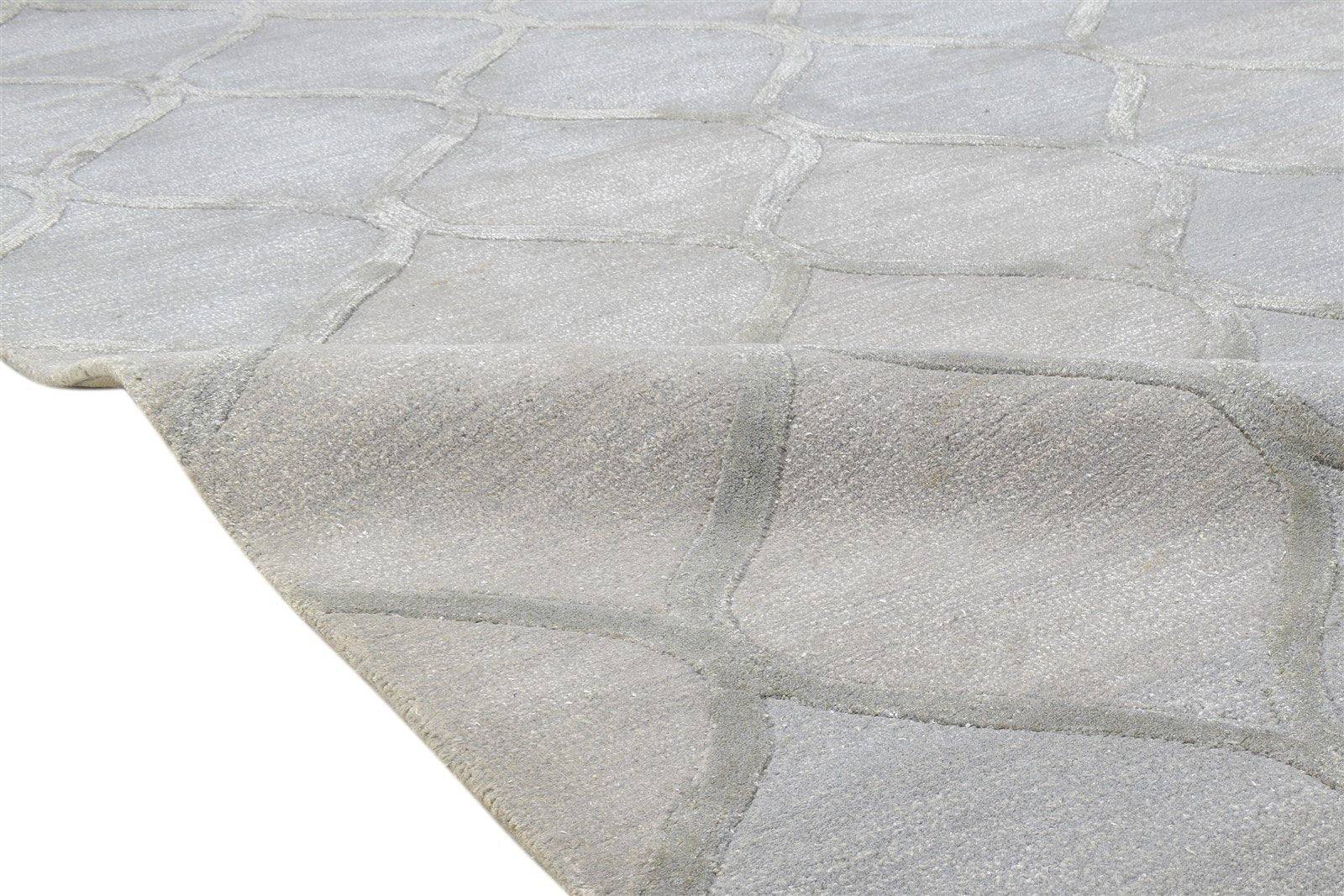 6' X 9' Rug Wool Grey Modern Hand Tufted Moroccan Trellis Large Carpet 7864117297301