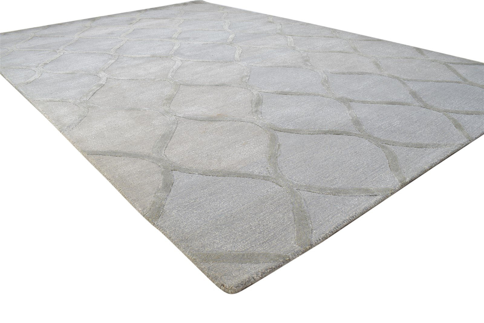 6' X 9' Rug Wool Grey Modern Hand Tufted Moroccan Trellis Large Carpet 7864117297301