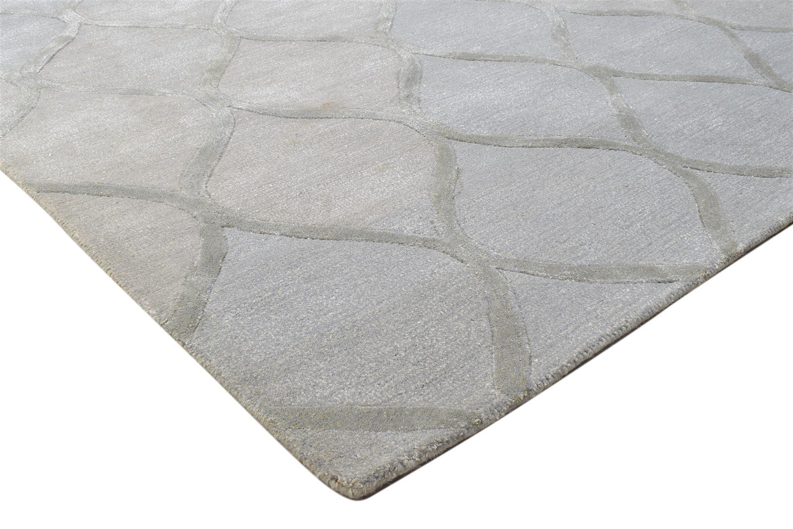 6' X 9' Rug Wool Grey Modern Hand Tufted Moroccan Trellis Large Carpet 7864117297301