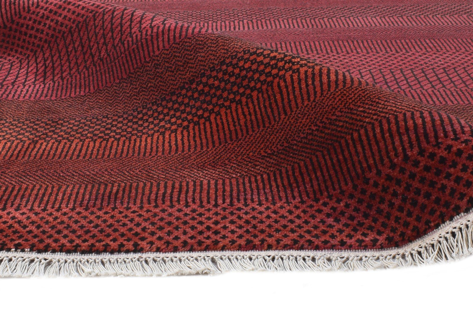 Jean 6' X 9' Rug Wool Red Modern Hand Knotted Agra Grass Trellis 7864613503125