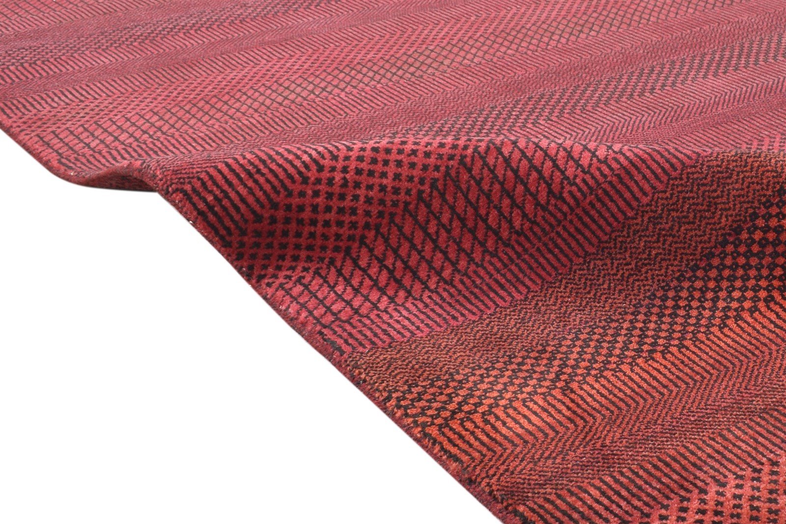 Jean 6' X 9' Rug Wool Red Modern Hand Knotted Agra Grass Trellis 7864613503125