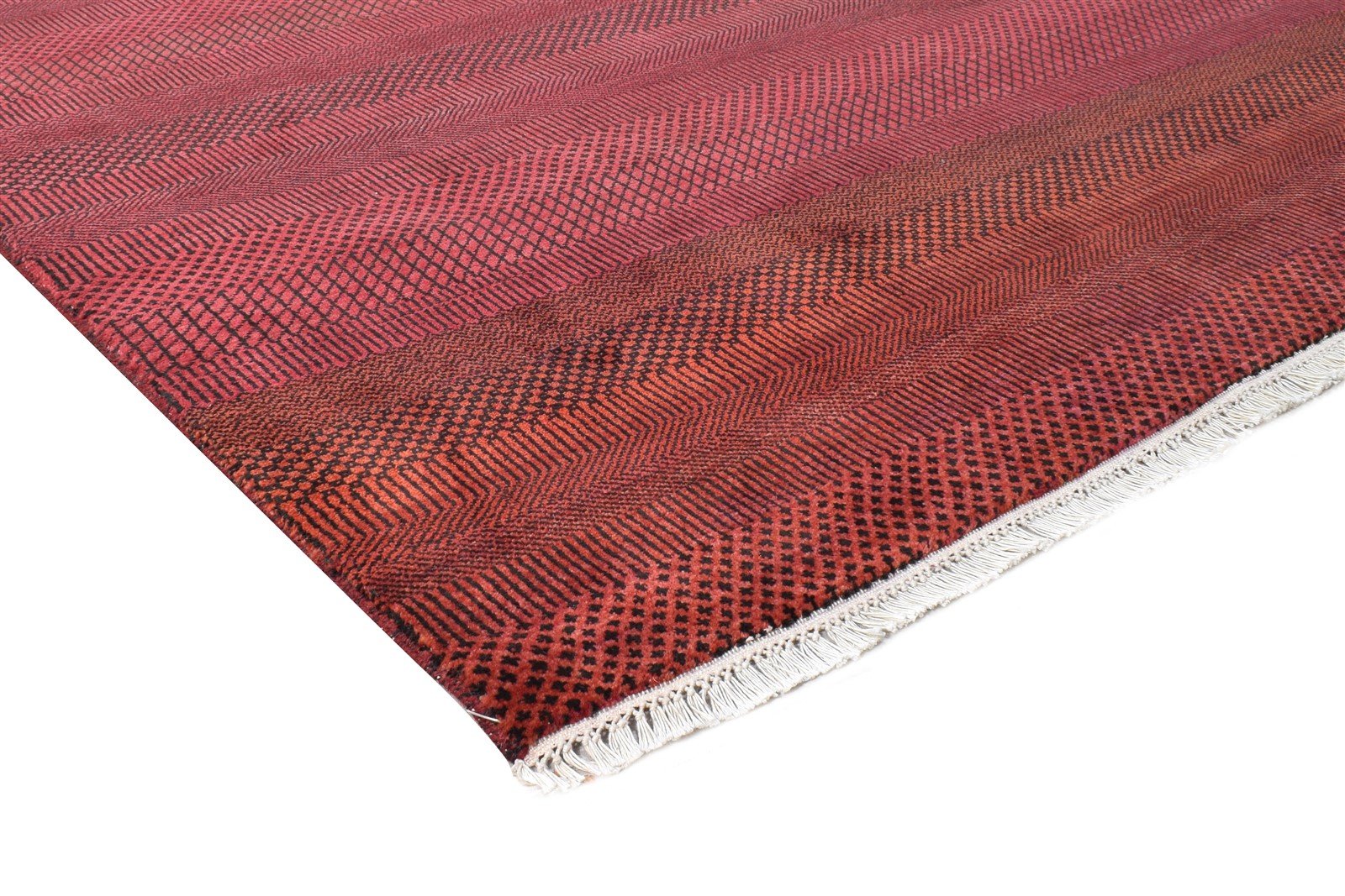 Jean 6' X 9' Rug Wool Red Modern Hand Knotted Agra Grass Trellis 7864613503125