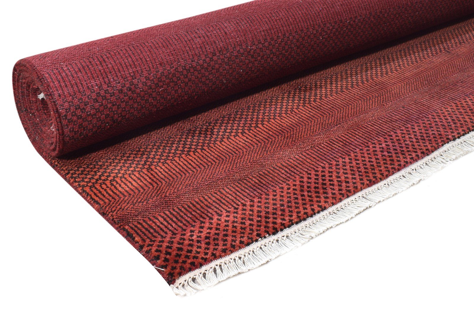 Jean 6' X 9' Rug Wool Red Modern Hand Knotted Agra Grass Trellis 7864613503125