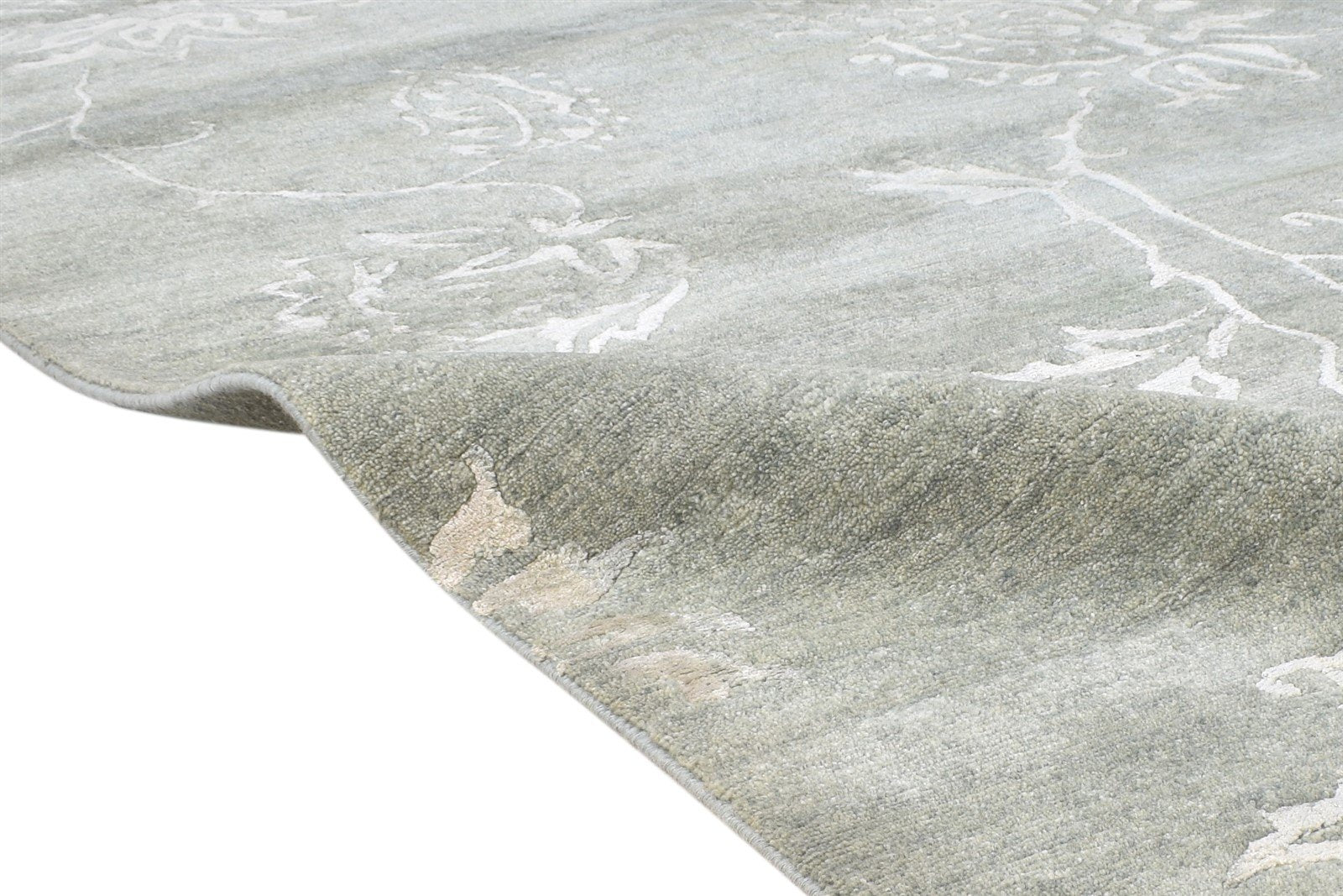 6' X 9' Rug Wool / Silk Grey Modern Hand Knotted French Floral Large Carpet 7865093587093