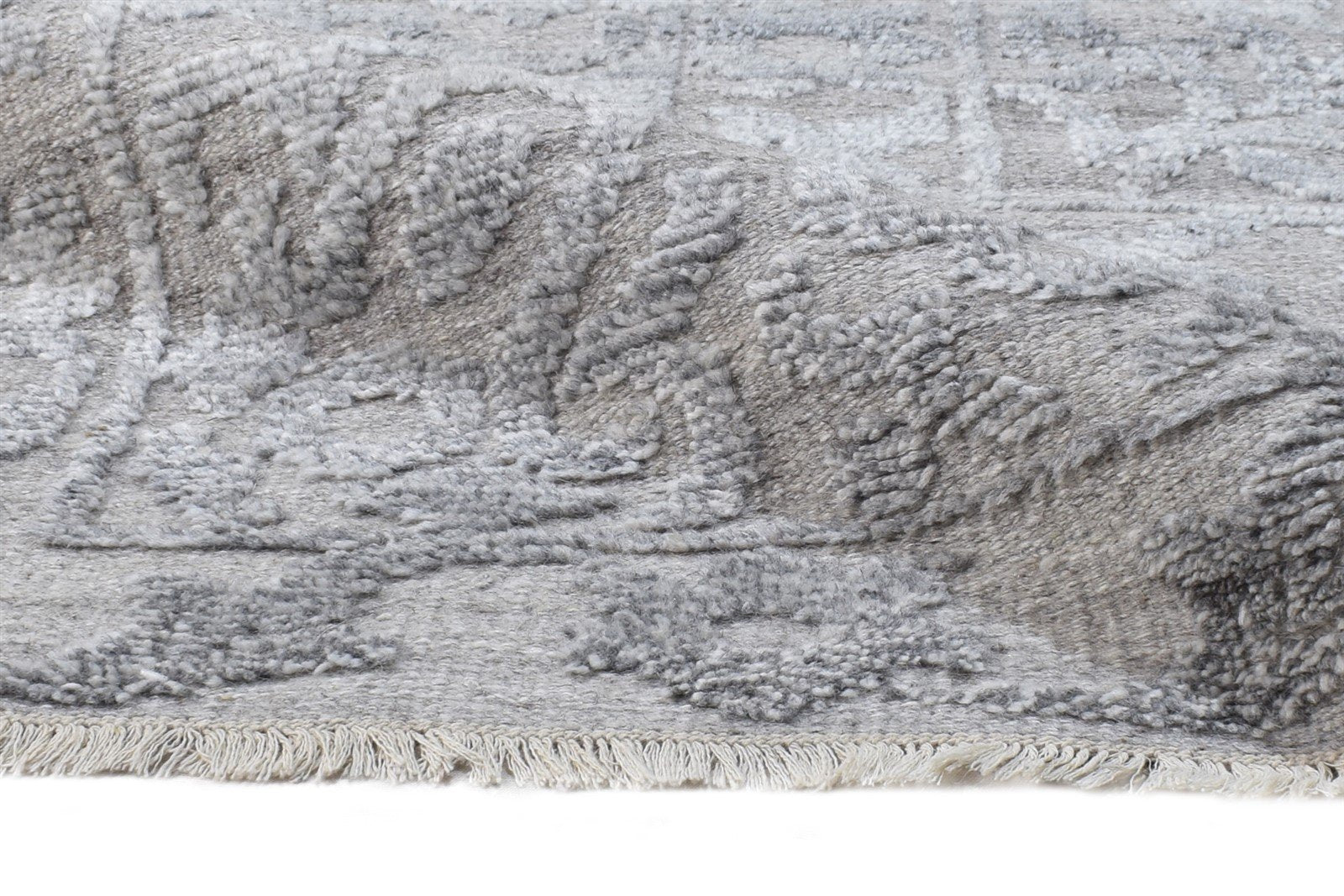 6' X 9' Rug Wool Silk Grey Modern Hand Knotted Scandinavian Floral Large Carpet 7864625791125