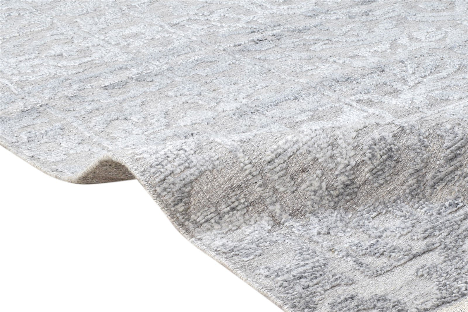 6' X 9' Rug Wool Silk Grey Modern Hand Knotted Scandinavian Floral Large Carpet 7864625791125