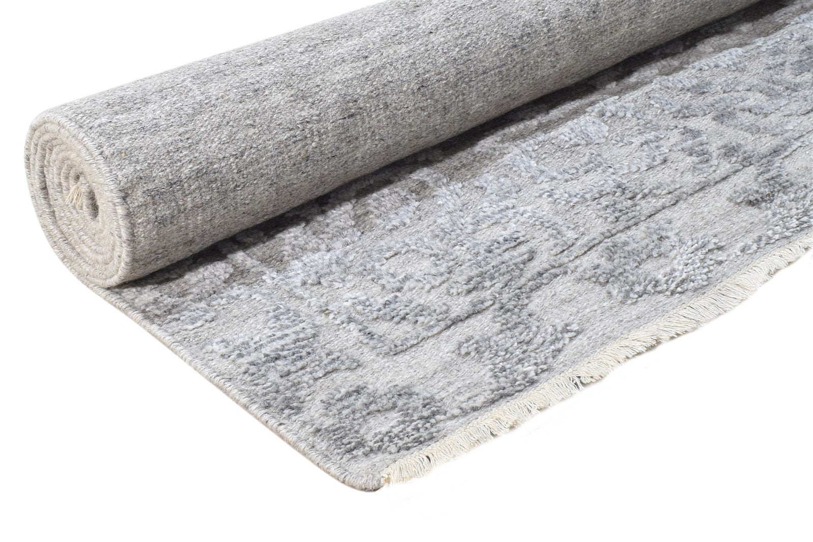 6' X 9' Rug Wool Silk Grey Modern Hand Knotted Scandinavian Floral Large Carpet 7864625791125