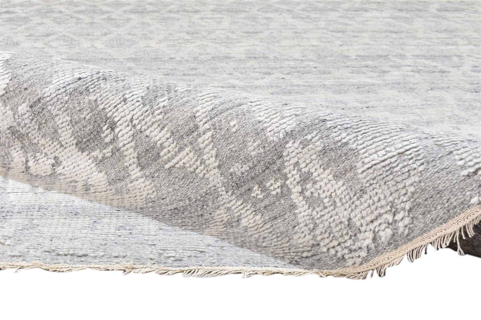 6' X 9' Rug Wool Silk Silver Modern Hand Knotted Moroccan Trellis Large Carpet 7860675707029