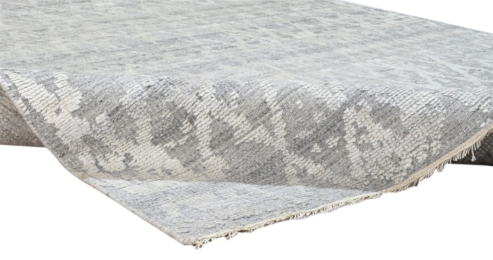 6' X 9' Rug Wool Silk Silver Modern Hand Knotted Moroccan Trellis Large Carpet 7860675707029