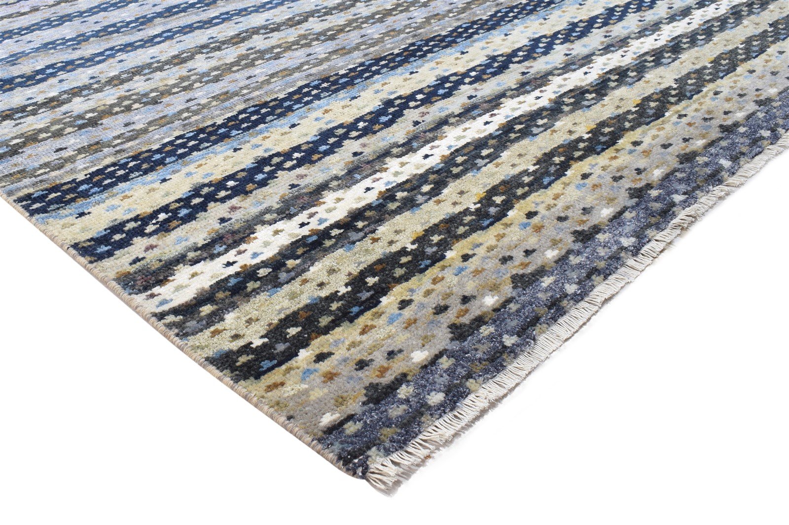 Hand Knotted Grey Wool Rug 6' X 9' Modern Scandinavian Abstract Room Size Carpet Area Rug