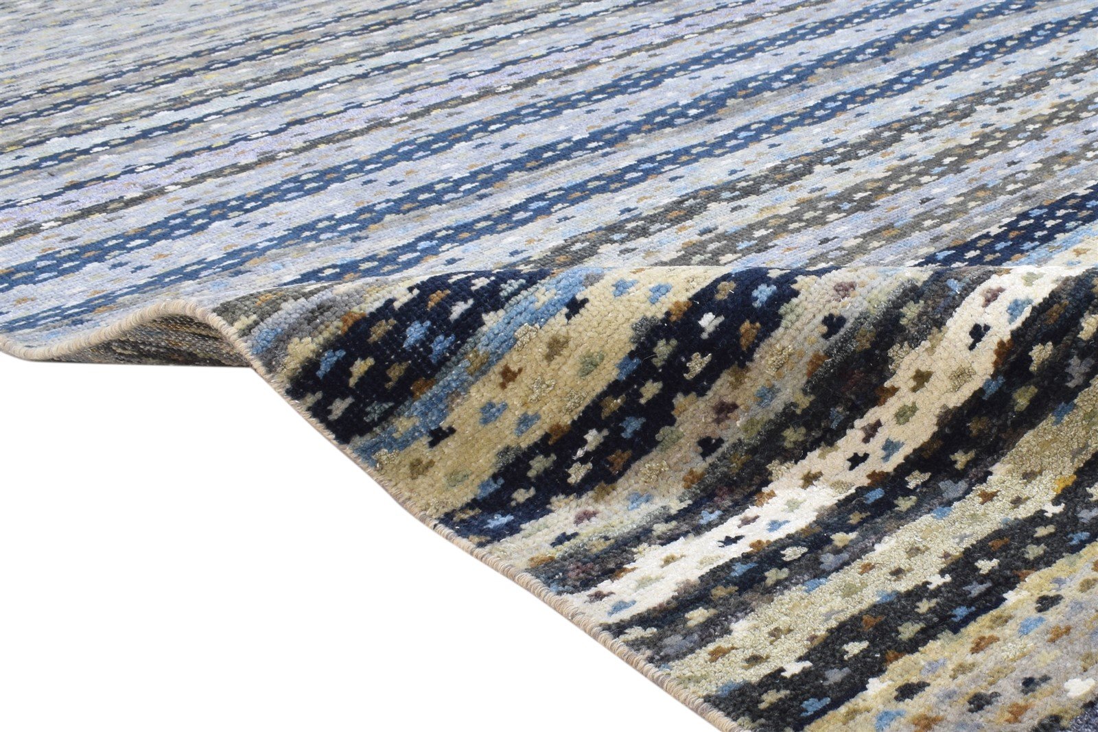 Hand Knotted Grey Wool Rug 6' X 9' Modern Scandinavian Abstract Room Size Carpet Area Rug