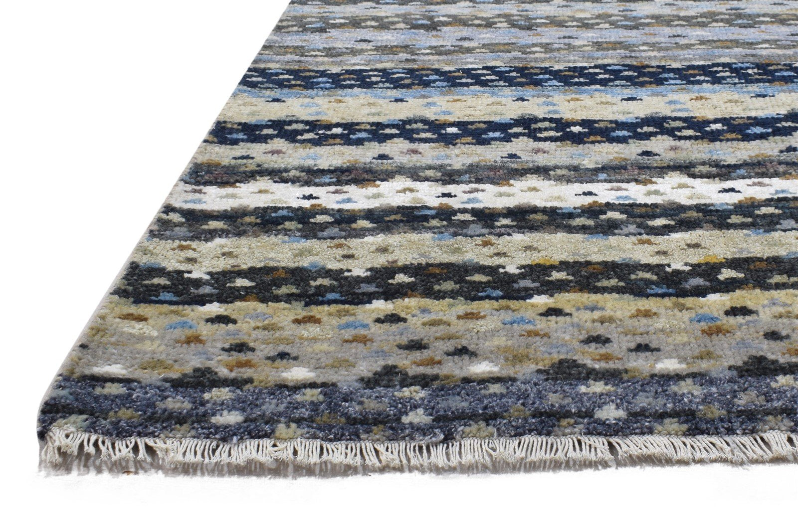 Hand Knotted Grey Wool Rug 6' X 9' Modern Scandinavian Abstract Room Size Carpet Area Rug