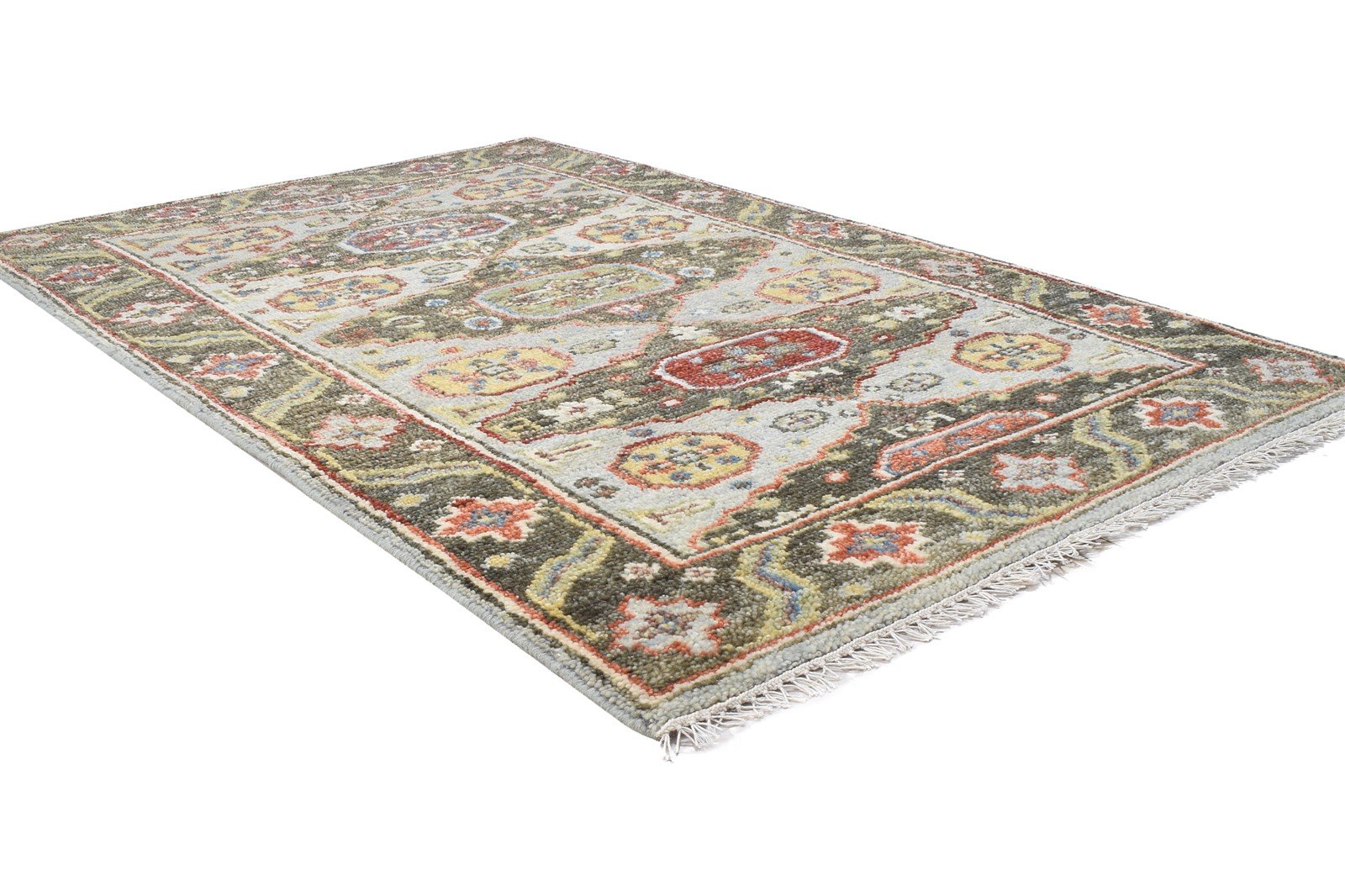 Hand Knotted Grey Wool Rug 4' X 6' Persian Kazak Oriental Room Size Carpet Area Rug