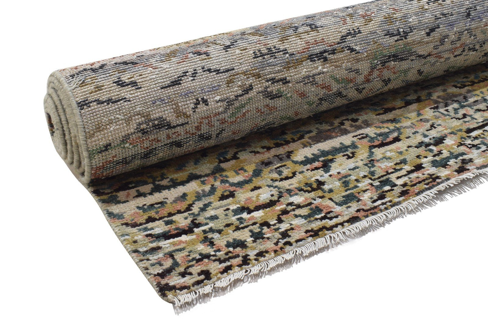 Wool Green Rug 9' X 12' Modern Hand Knotted Indian Abstract Large Carpet Area Rug