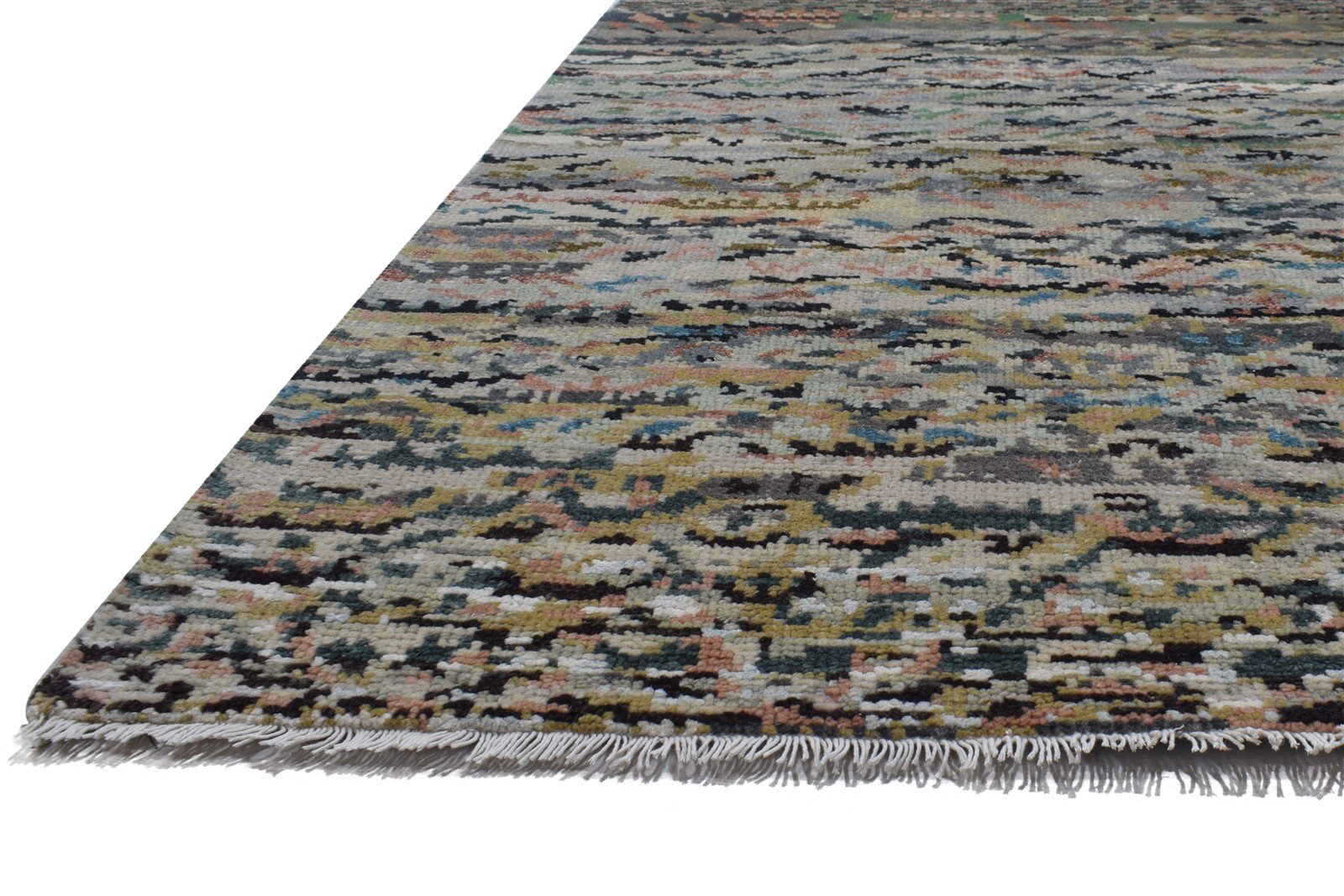 Wool Green Rug 9' X 12' Modern Hand Knotted Indian Abstract Large Carpet Area Rug