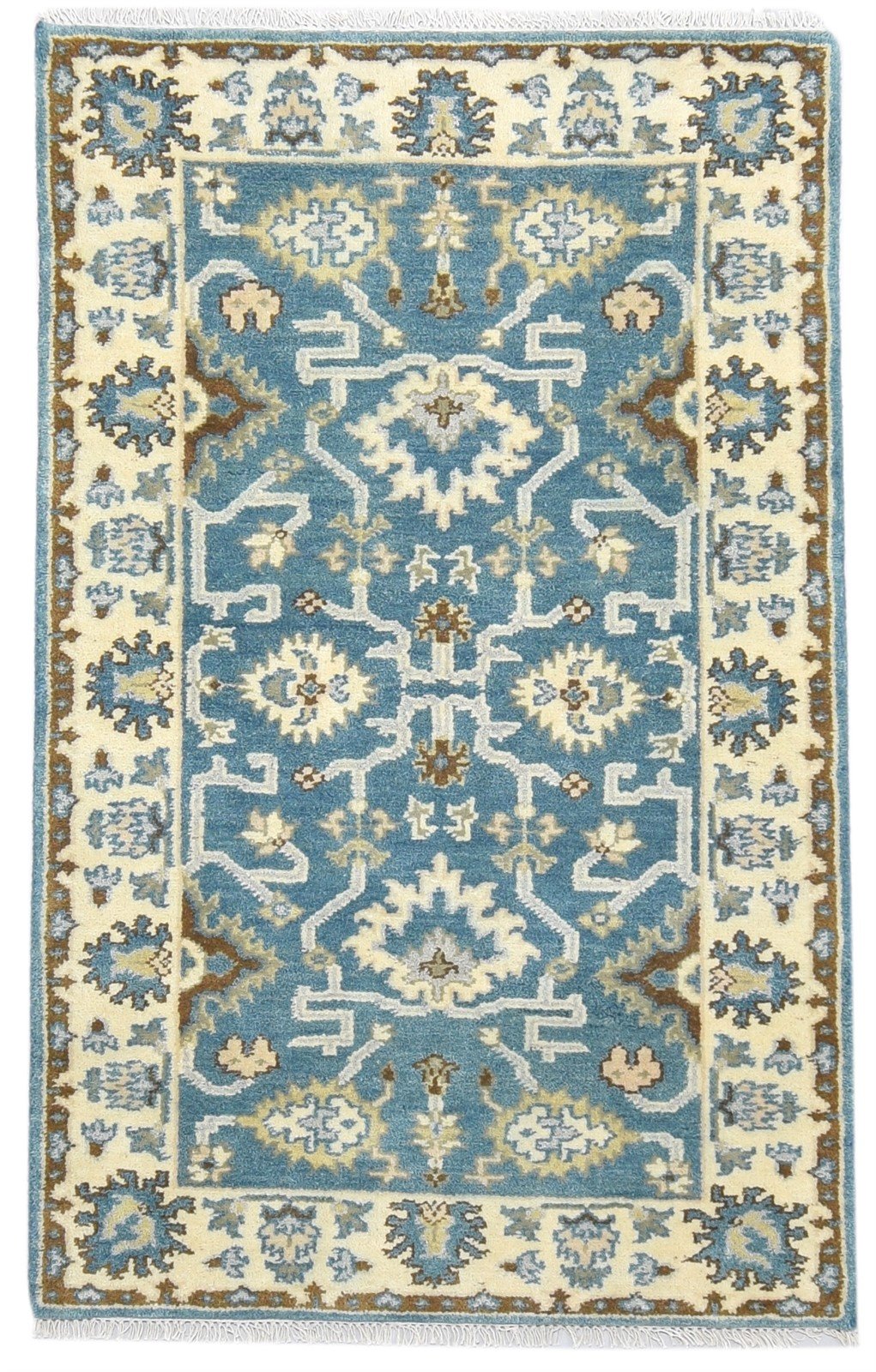 3' X 5' Rug Wool Blue Persien Hand Knotted Oushak Oriental Room Size Carpet Area Rug