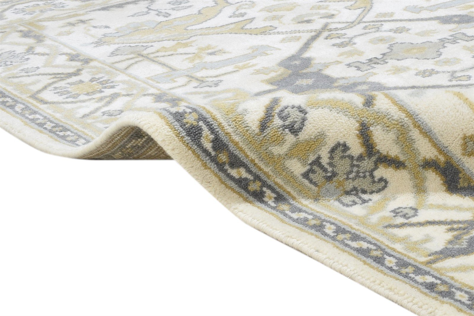 Wool Cream Rug 4' X 6' Persien Hand Knotted Oushak Oriental Room Size Carpet Area Rug