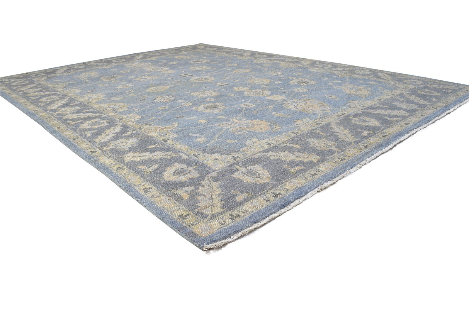 Wool Blue Rug 8' X 10' Persian Hand Knotted Mughal Oriental Large Carpet Area Rug