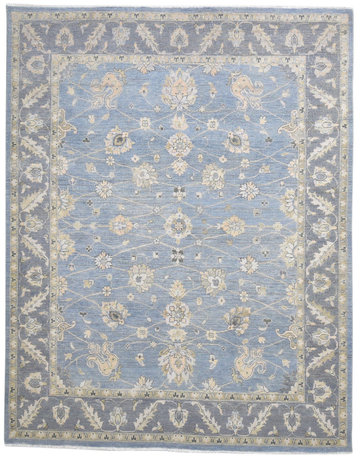 Wool Blue Rug 8' X 10' Persian Hand Knotted Mughal Oriental Large Carpet Area Rug