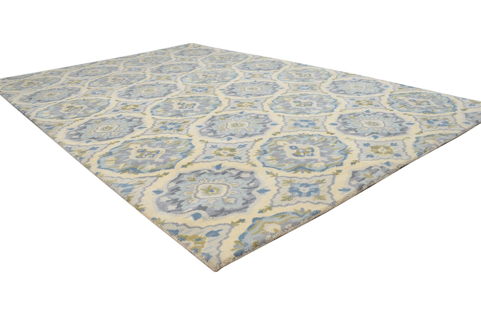Beige Wool Rug 5' X 8' Modern Hand Tufted Moroccan Trellis Room Size Carpet Area Rug