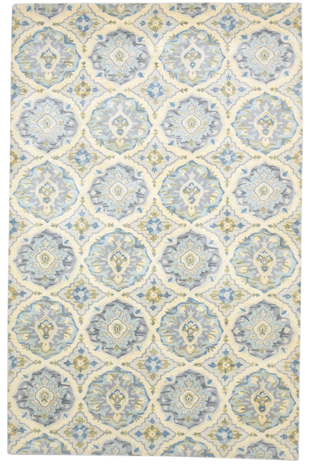 Beige Wool Rug 5' X 8' Modern Hand Tufted Moroccan Trellis Room Size Carpet Area Rug