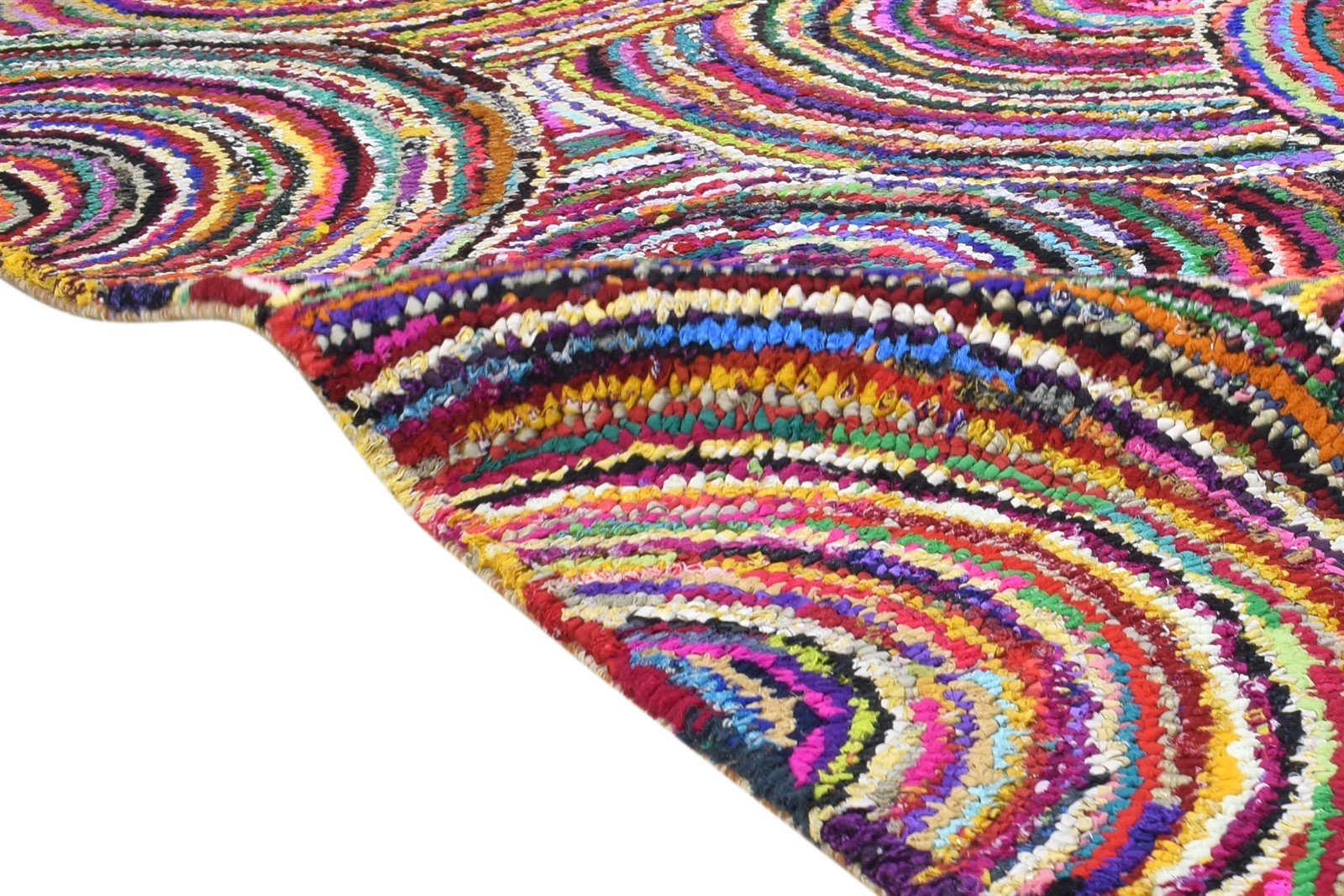 Cotton Polyester Multi Color Rug 5X7 Modern Hand Woven Bohemian Circles Area Rug