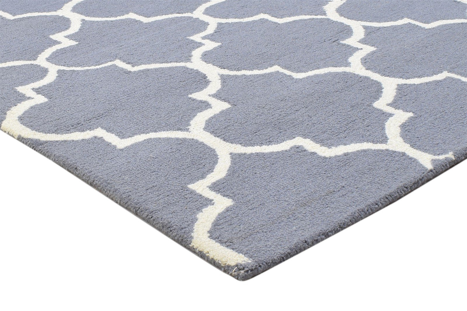 Hand Tufted Dark Grey Wool Rug 5' X 8' Modern Moroccan Trellis Room Size Carpet Area Rug