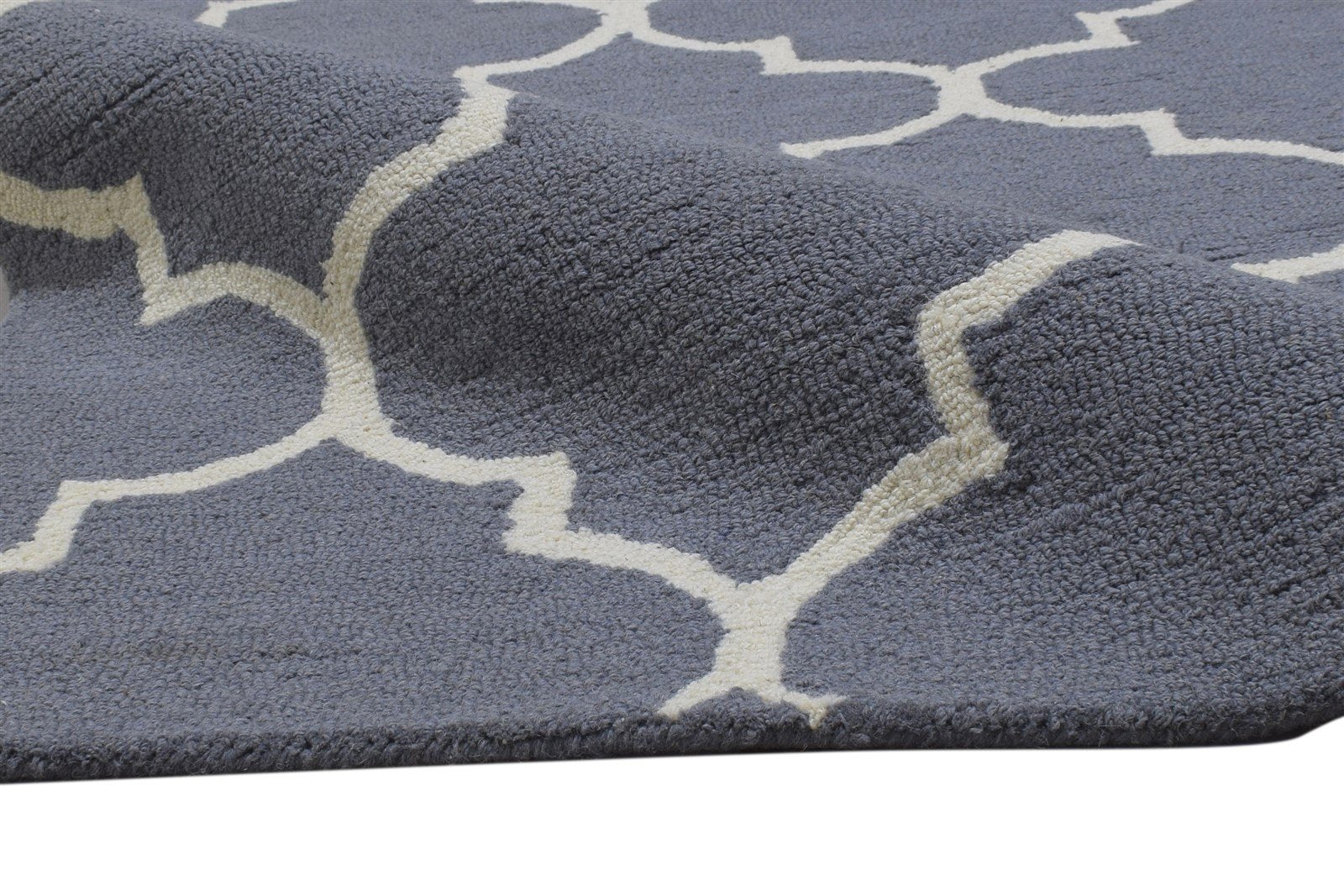 Hand Tufted Dark Grey Wool Rug 5' X 8' Modern Moroccan Trellis Room Size Carpet Area Rug