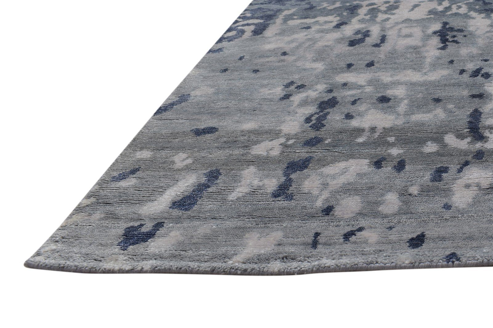 8' X 10' Rug Silk Blue Modern Hand Knotted Indian Abstract Large Carpet