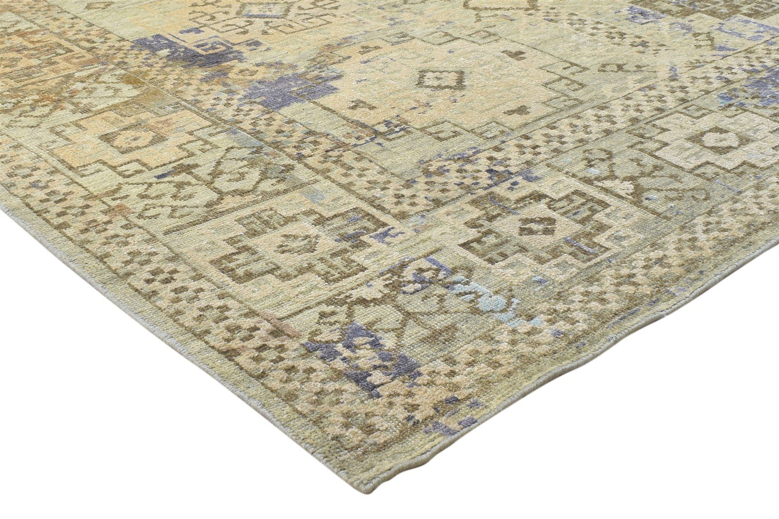8X10 Rug Wool / Silk Sage Persian Hand Knotted Bokhara Oriental Large Carpet Area Rug