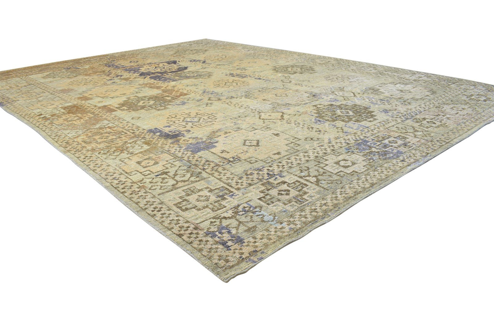 8X10 Rug Wool / Silk Sage Persian Hand Knotted Bokhara Oriental Large Carpet Area Rug