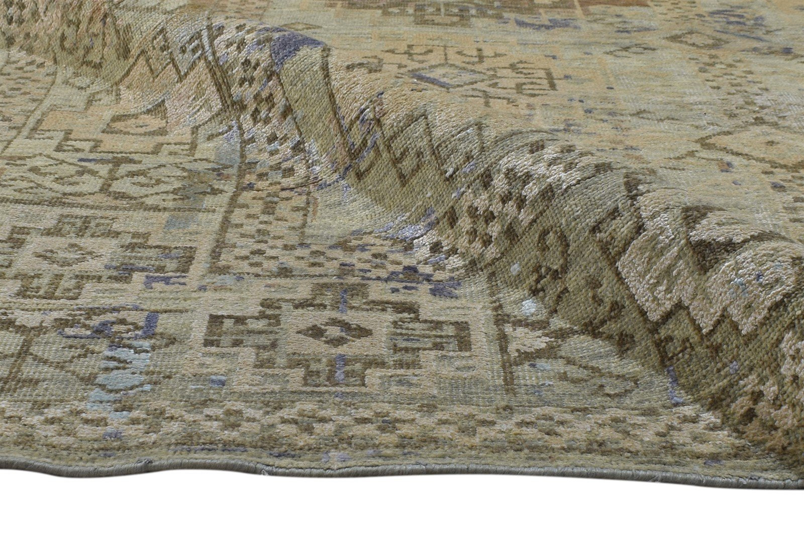 8X10 Rug Wool / Silk Sage Persian Hand Knotted Bokhara Oriental Large Carpet Area Rug