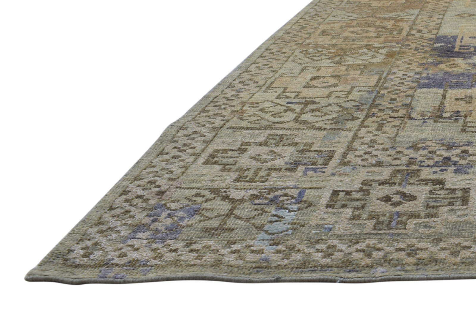 8X10 Rug Wool / Silk Sage Persian Hand Knotted Bokhara Oriental Large Carpet Area Rug