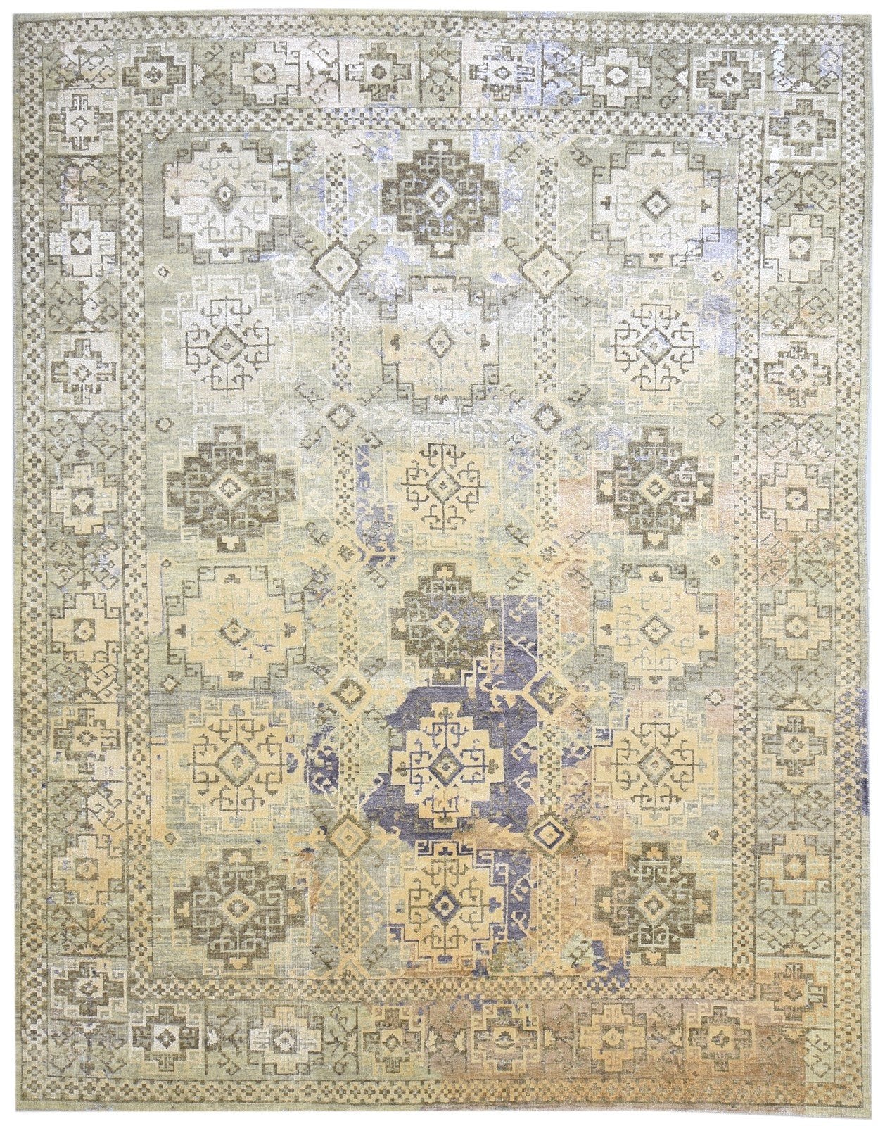 8X10 Rug Wool / Silk Sage Persian Hand Knotted Bokhara Oriental Large Carpet Area Rug