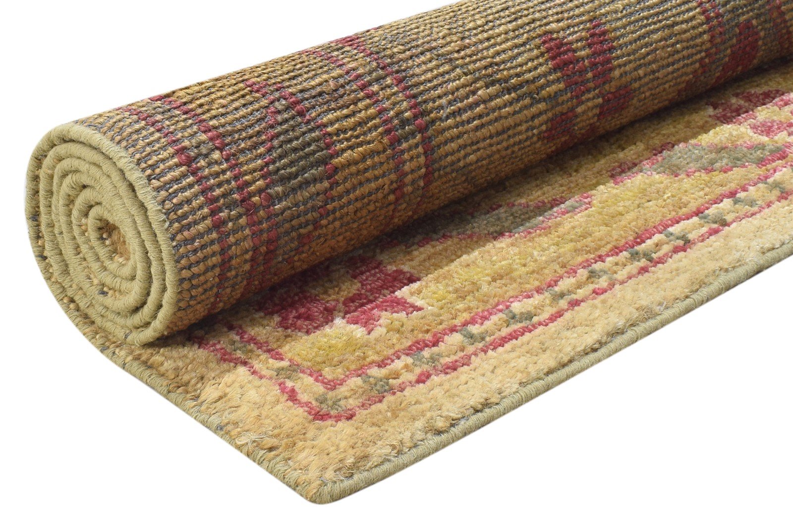 Jute Beige Rug 5X8 Persian Hand Knotted Heriz-Indian Medallion Room Size Carpet Area Rug