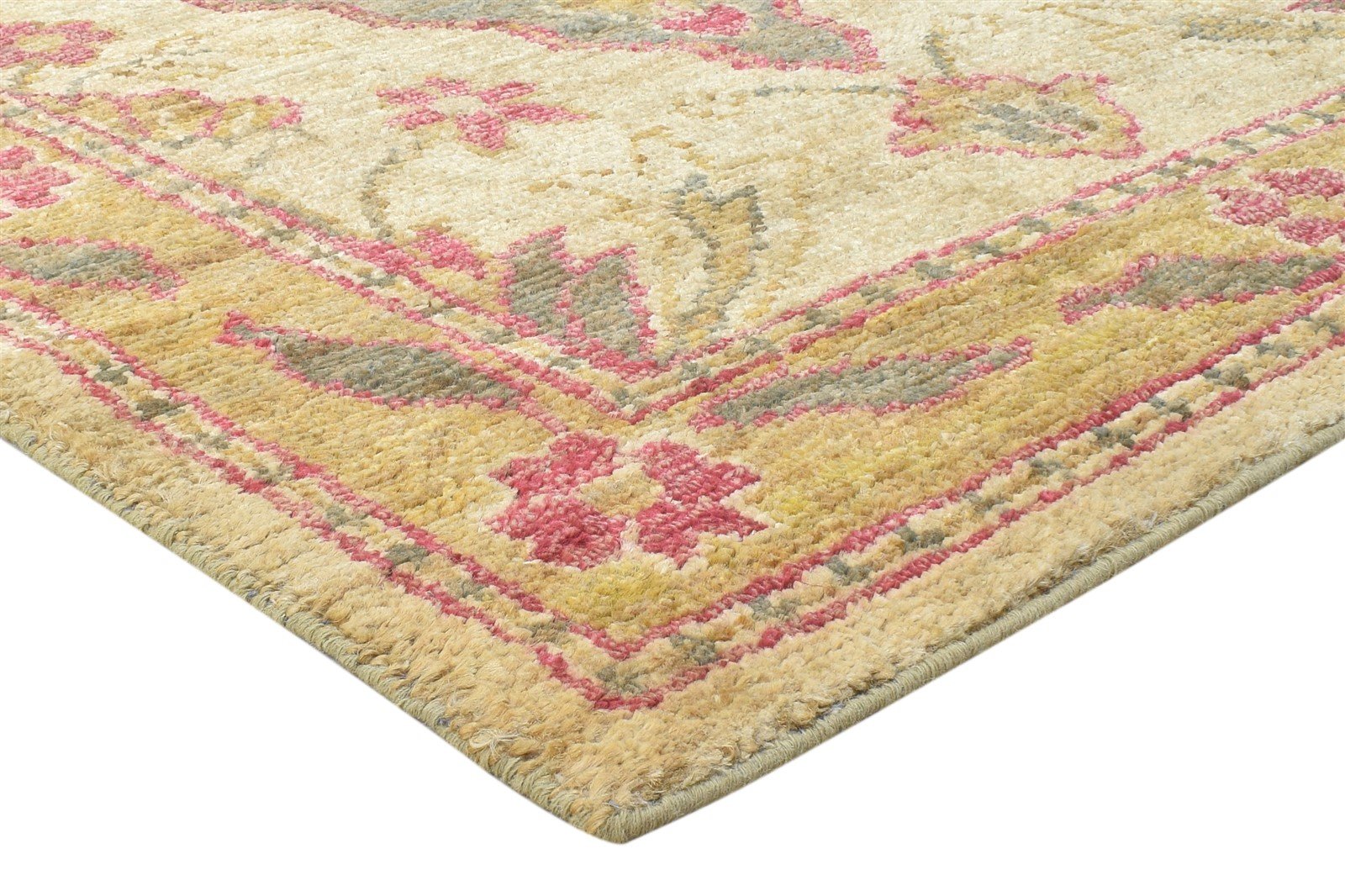 Jute Beige Rug 5X8 Persian Hand Knotted Heriz-Indian Medallion Room Size Carpet Area Rug