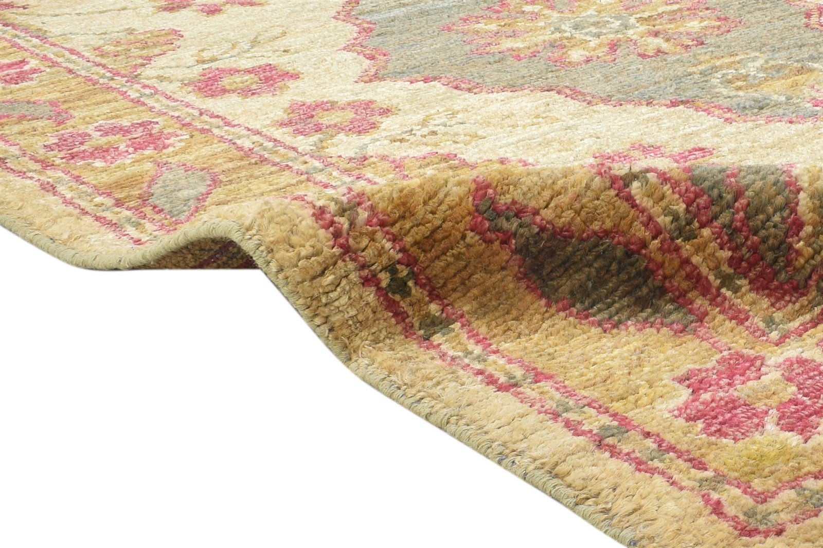 Jute Beige Rug 5X8 Persian Hand Knotted Heriz-Indian Medallion Room Size Carpet Area Rug